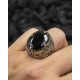 KRN058364 خاتم فضة رجالي عيار 925 بحجر الزركون الأسود