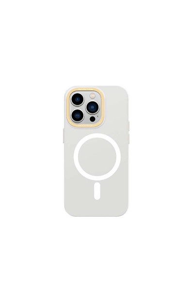 Apple iPhone 14 Pro Max Kılıf Magsafe Şarj Özellikli Metal Kamera Çerçeveli Recci Glaze Serisi Kapak
