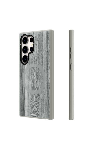 حافظة لهاتف Galaxy S24 Ultra مع ميزة الشحن Magsafe، وغطاء من سلسلة Youngkit Wood Forest المقاوم للأصفر