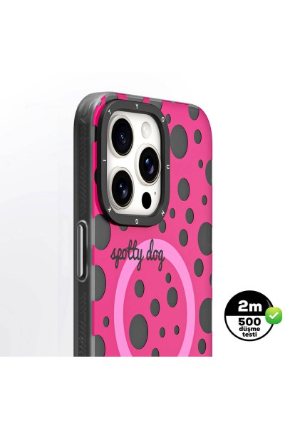 Apple iPhone 14 Pro Max Kılıf Magsafe Şarj Özellikli Polka Dot Desenli Youngkit Spots Serisi Kapak