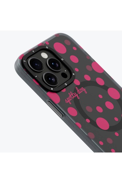 Apple iPhone 15 Pro Kılıf Magsafe Şarj Özellikli Polka Dot Desenli Youngkit Spots Serisi Kapak