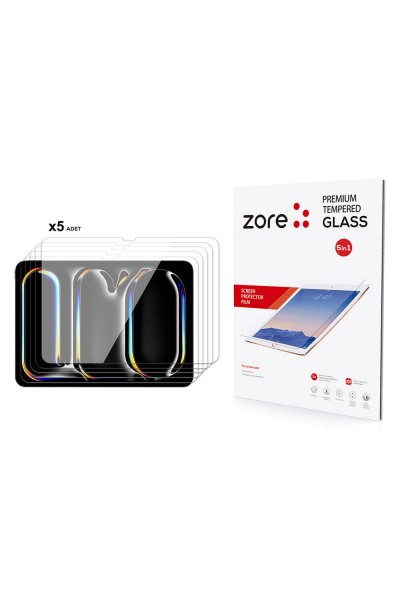 واقي شاشة لجهاز Apple iPad 11 Pro 2024 Zore 5in1 من الزجاج المقوى