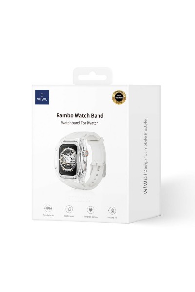 Apple Watch 42mm Wiwu Wi-WB013 Rambo Series 2in1 سوار مطاطي مع حافظة شفافة من البولي كربونات