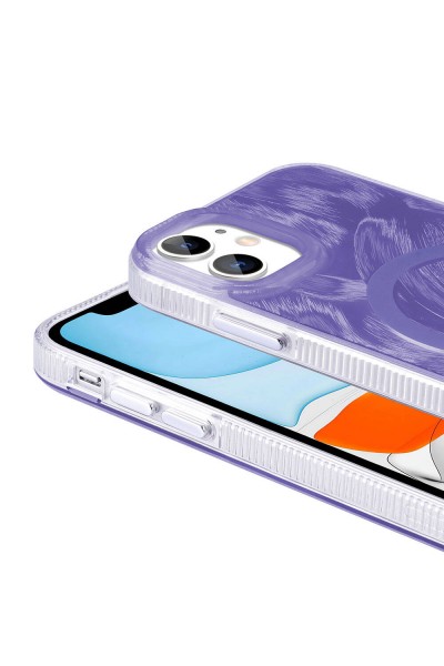 Apple iPhone 11 Kılıf Magsafe Şarj Özellikli Fırça Boya Desenli Zore Palet Kapak