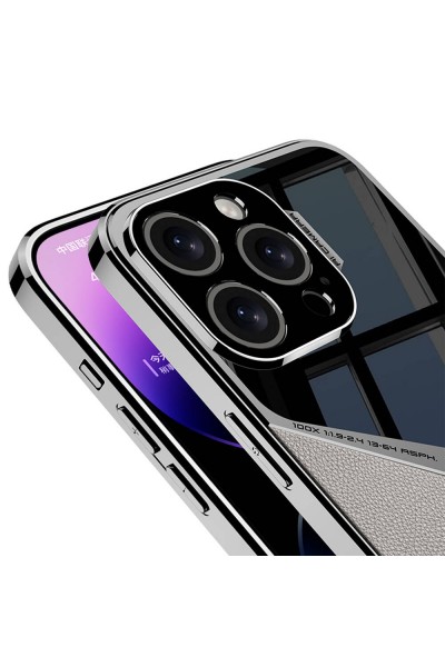 Apple iPhone 14 Pro Max Kılıf Ultra İnce Kamera Korumalı PC + Deri Arka Yüzey Zore X-Pro Kapak