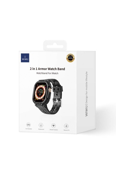 Apple Watch 42mm Wiwu Wi-WB014 Armor Series 2in1 حافظة صلبة لجهاز الكمبيوتر وسوار سيليكون