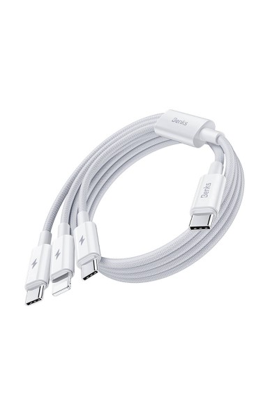 Benks D46 Type-C إلى Type-C & Type-C & Lightning PD3.0 كابل شحن وبيانات مجدول 100 وات 1.2 متر Benks D46 Type-C إلى Type-C & Type-C & Lightning PD3.0 كابل شحن وبيانات مجدول 100 وات 1.2 متر