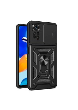 حافظة هاتف Xiaomi Redmi Note 11 Pro 4G مع حامل مغناطيسي لحماية الكاميرا وغطاء Zore Sliding Vega