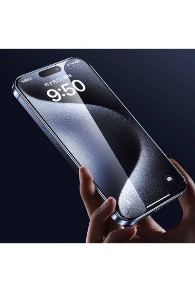 Apple iPhone 15 Pro Max Wiwu GT-009 Polimer Oleofobik Kaplama Şeffaf Pürüzsüz Temperli Cam Ekran Koruyucu