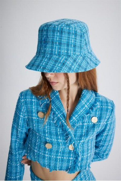 قبعة دلو ماركانو تويد باللون الأزرق