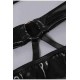 مجموعة ملابس داخلية من حمالة صدر Markano Leather Look Gartered Fantasy باللون الأسود