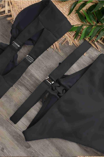 ماركانو قميص بيكيني بتصميم خاص باللون الأسود