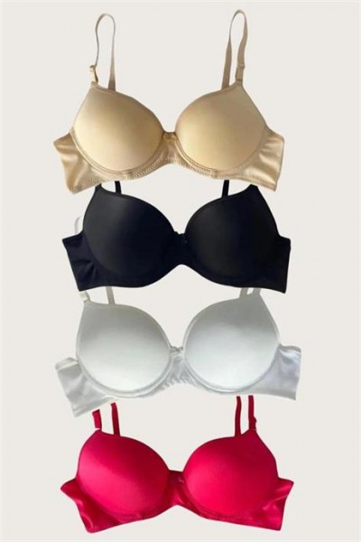 حمالة صدر Markano Black-White-Red-Skin مكونة من 4 قطع مجوفة من نوع Micro Underwire للاستخدام اليومي