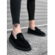 BA0005 Bağcıksız Yüksek Taban Klasik Süet Siyah Siyah Taban Püsküllü Erkek Ayakkabı