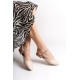 CAROLINE Lastikli Ortopedik Rahat Taban Bilekten Taş Detaylı Kadın Babet Ayakkabı KT Krem