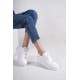 ALESSI Bağcıklı Ortopedik Taban Kadın Sneaker Ayakkabı BT Beyaz/Turuncu
