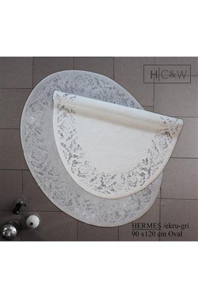 سجادة حمام Hıc&W Hermes قطن فيسكوز بيضاوية مقاس 90X120 إكرو