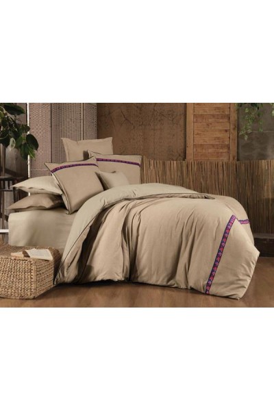 طقم غطاء لحاف مزدوج Sarev Fanel/Flannel، Enrike Beige