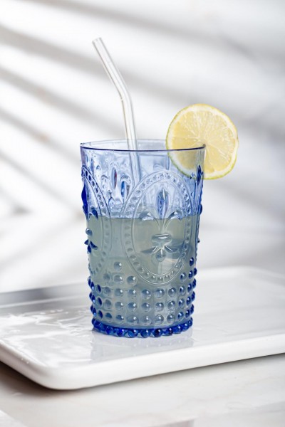 ماركانو أكريليك أزرق زجاج مفرد قصير ومياه غازية قهوة زجاج 400 مل (وليس زجاج)