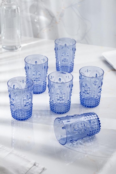 ماركانو أكريليك أزرق زجاج مفرد قصير ومياه غازية قهوة زجاج 400 مل (وليس زجاج)