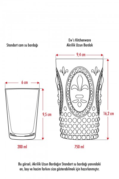 ماركانو أكريليك عسل زجاج طويل وزجاجة مياه غازية 750 مل (حجم كبير وليس زجاج)