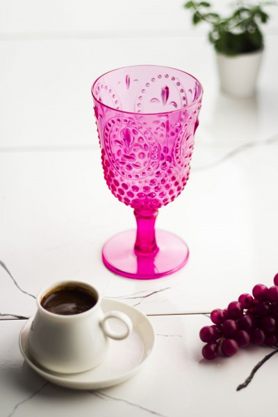 ماركانو زجاج مفرد أكريليك وردي ومياه قهوة زجاجية 450 مل (ليس زجاج)