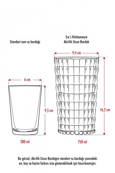 ماركانو أكريليك أبيض زجاج طويل القامة وزجاجة مشروبات غازية 750 مل (حجم كبير وليس زجاج)