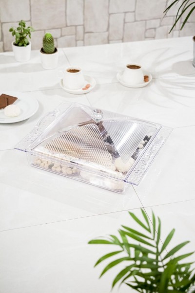 وعاء إفطار وعرض تقديمي شفاف من الأكريليك الباروكي من ماركانو مكون من 4 قطع بغطاء واحد 