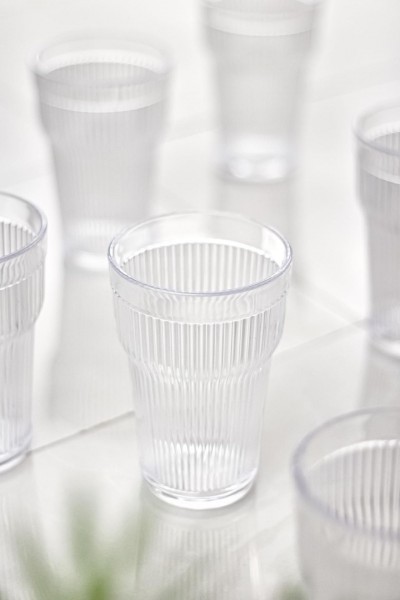 ماركانو أكريليك شفاف 6 قطع زجاج طويل وزجاجة مياه غازية 400 مل (ليس زجاج)