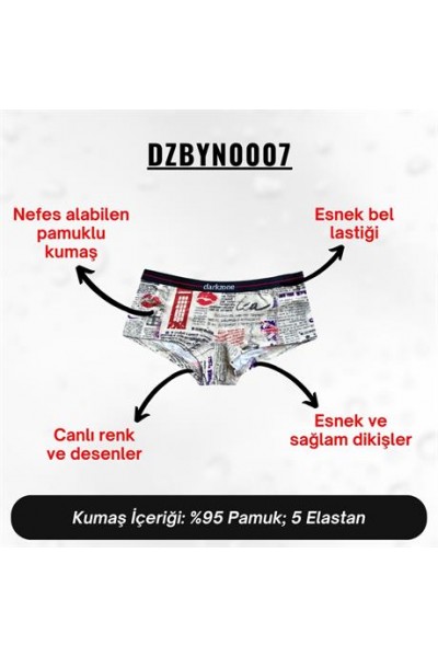 Dijital Baskılı Desenli Kadın Boxer - DZBYN0007