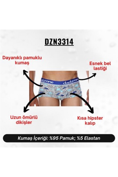 Dinazor Desenli Kısa Erkek Boxer - DZN3314