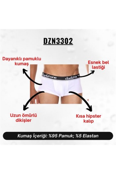 Beyaz Kısa Erkek Boxer - DZN3302