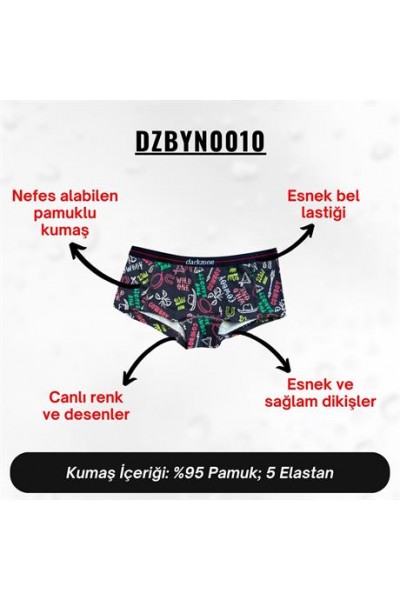 Dijital Baskılı Kovboy Desenli Kadın Boxer - DZBYN0010
