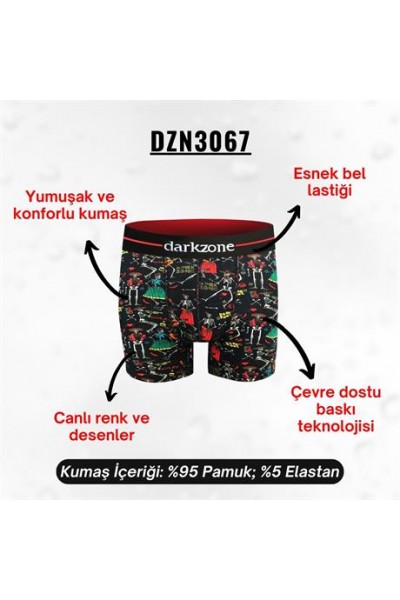 İskelet Desenli Erkek Boxer (Dijital Baskılı) - DZN3067