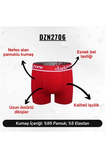 Erkek Boxer Kırmızı Pamuklu - DZN2706