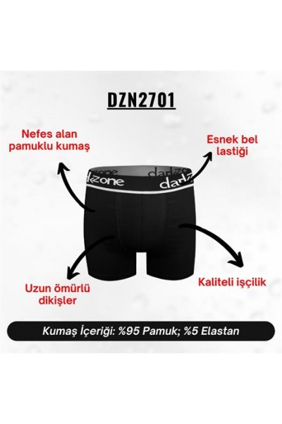 Erkek Boxer Siyah Pamuklu - DZN2701