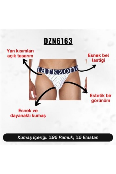 Geniş Lastikli Papyon Desenli Beyaz Erkek Slip Külot - DZN6163