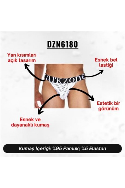 Geniş Lastikli Puantiyeli Beyaz Erkek Slip Külot - DZN6180