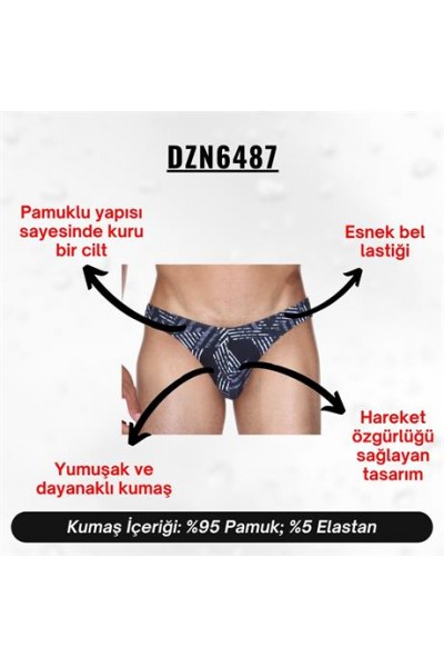 Desenli Siyah Erkek Slip - DZN6487