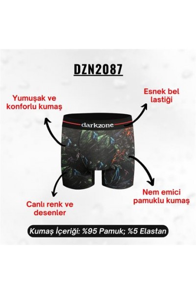 Desenli Pamuklu Erkek Boxer - DZN2087