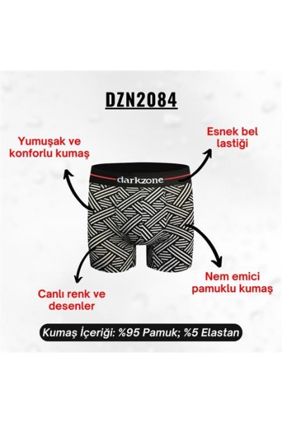 Desenli Pamuklu Erkek Boxer - DZN2084