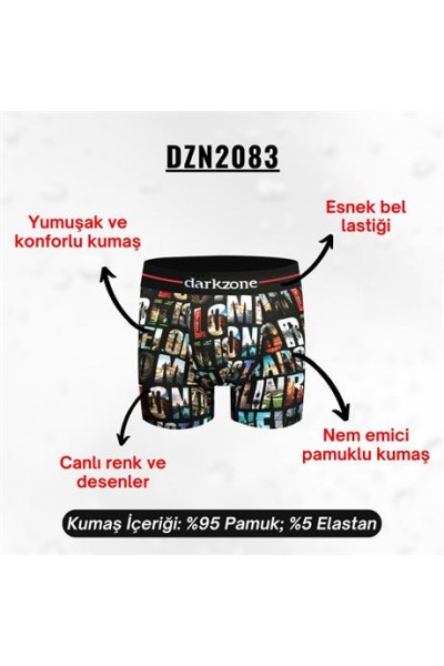 Desenli Pamuklu Erkek Boxer - DZN2083