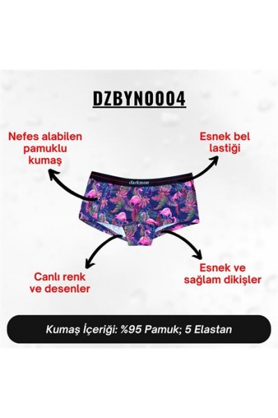 Dijital Baskılı Flamingo Desenli Kadın Boxer - DZBYN0004