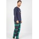 Erkek Lacivert Pamuklu Uzun Kol Pijama Takım
