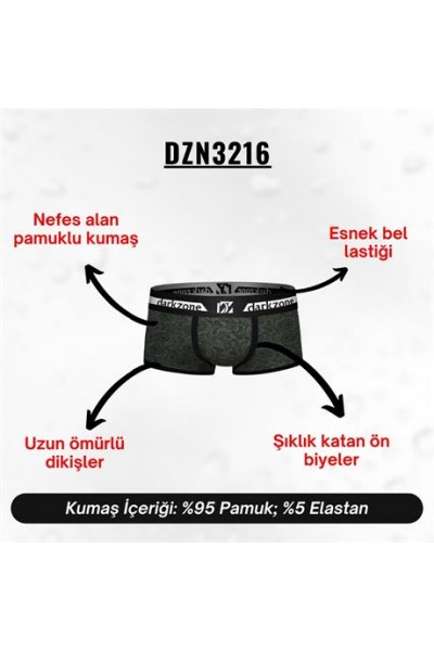 Biyeli Kurukafa Desenli Erkek Boxer - DZN3216