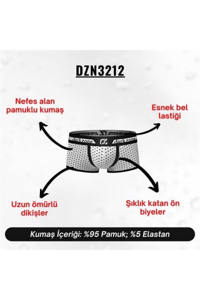 Biyeli Puantiye Desenli Beyaz Erkek Boxer - DZN3212