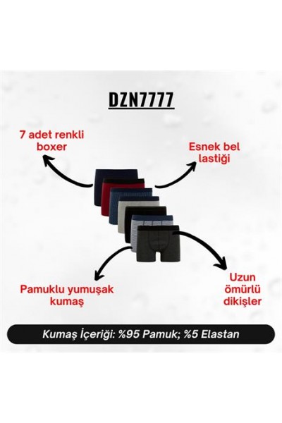 Erkek Boxer Karışık Renkli 7'li Set - DZN7777