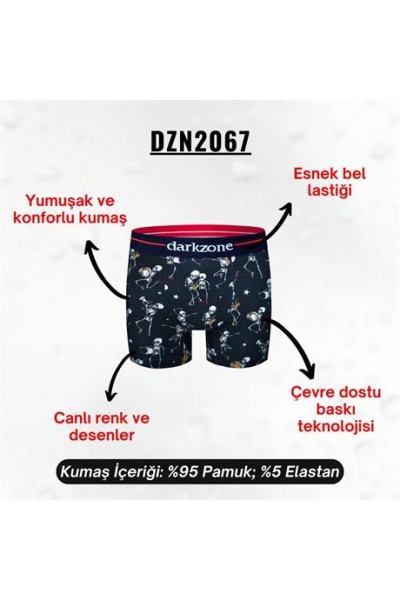 İskelet Desenli Siyah Boxer (Dijital Baskılı) - DZN2067