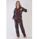 Kadın Antrasit Polar Tamamı Düğmeli Uzun Kol Pijama Takım
