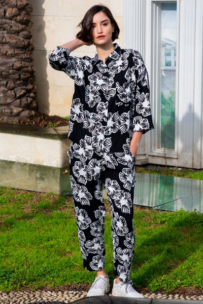 Kadın Belmando Yaka Tamamı Düğmeli Uzun Kol Pijama Takım